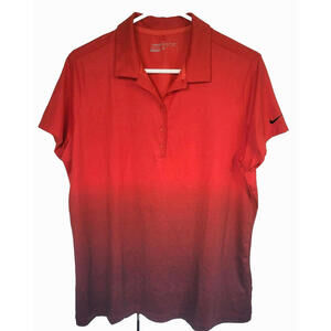Nike Golf Faded Ombre Red Black Activewear Polo Shirt Womens Sz XL Athletic Top